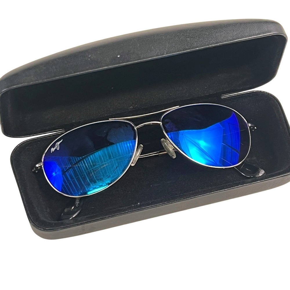 Maui Jim Aviator Sunglasses Baby Beach Blue Hawaii Titanium MJ-24 Mirrored Lens